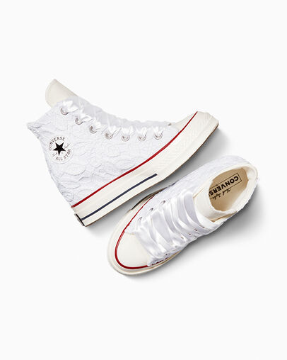 Chuck 70 Wedge Platform Romantic Lace Dentelle blanche, Angled View