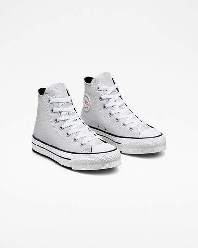 Chuck Taylor All Star Lift Platform Glitter Wei&szlig;/Silber/Pink, Angled View