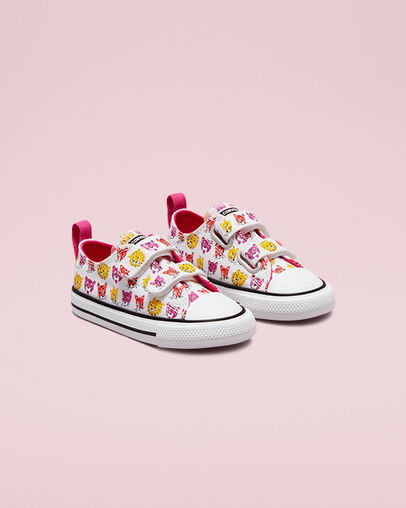 Chuck Taylor All Star Easy-On Jungle Cats White/Prime Pink/Amarillo, Angled View