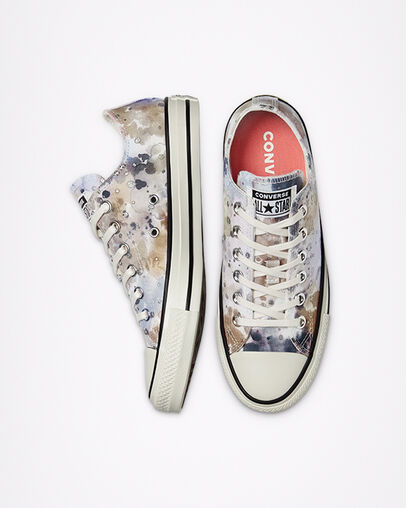 Chuck Taylor All Star Washed Florals Egret/Sesame/Black, Top and Side View