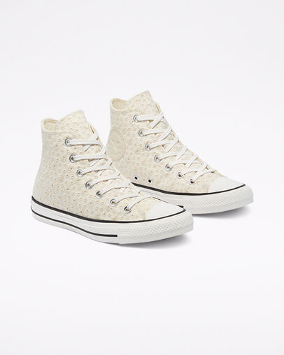 Canvas Broderie Chuck Taylor All Star Aigrette/Ivoire naturel/Noir, Angled View
