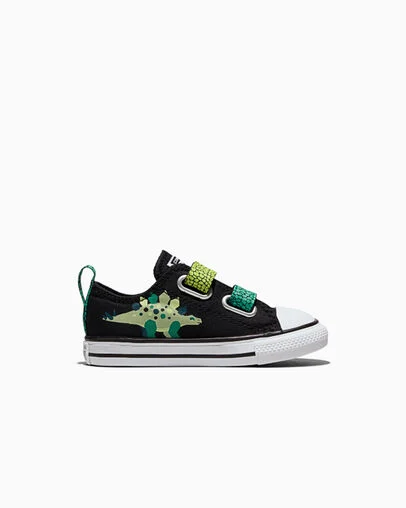 Chuck Taylor All Star Dinos Easy On Black/White/Neon Mantis Green, Outer Side View
