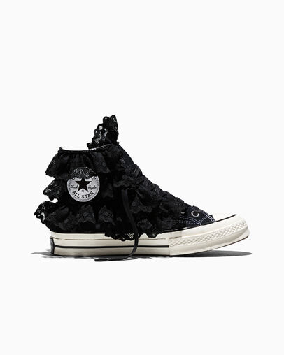 Chuck 70 3-D Flourish High Top Black Crochet, Outer Side View