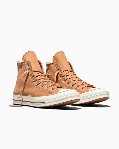 Chuck 70 Nubuck Leather Clay Court/Tawny Owl/Egret, Top and Side View