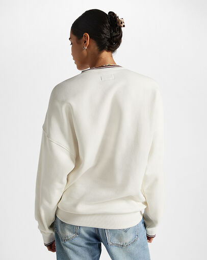 Retro Oversized V-Neck Converse Egret, Full Body View