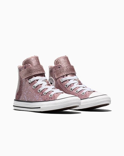 Chuck Taylor All Star Easy-On Glitter & Sequins Petal Pit/Apricot Red/Amethyst, Top and Side View