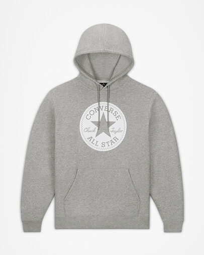 Converse Go-To Chuck Taylor Patch Standard Fit Fleece Hoodie Gris vintage chin&eacute;, Front View