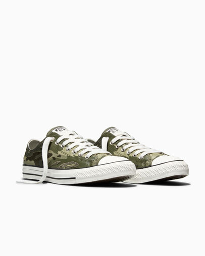 Chuck Taylor All Star Wide Camo Utility Green/Vintage White/Black, Top and Side View