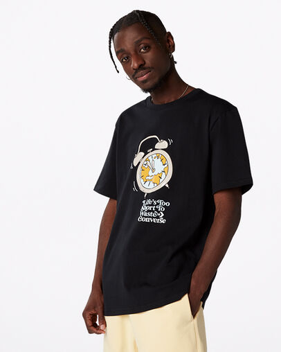 Camiseta gr&aacute;fica Life's Too Short Negro Converse, Front View