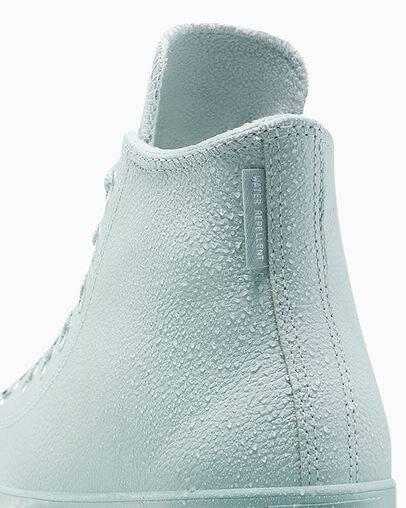Chuck Taylor All Star Water-Repellent Leather Mountain Teal/Black, Detail Angle View