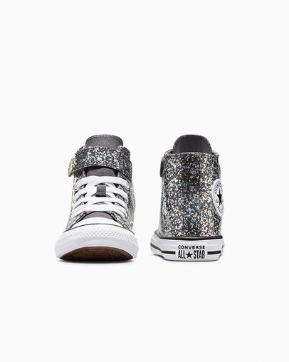 Chuck Taylor All Star Glitter Easy-On Mati&egrave;re noire/Blanc/Noir, Heel View