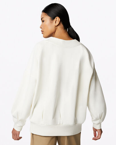 Oversize-Pullover mit V-Ausschnitt Egret, Back View
