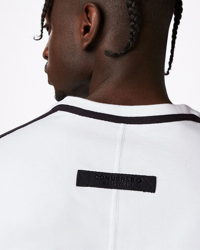 Crossover Crew Neck Short Sleeve T-Shirt White, Detail View