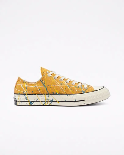 Chuck 70 Archive Paint Splatter Sunflower Gold/Egret, Outer Side View