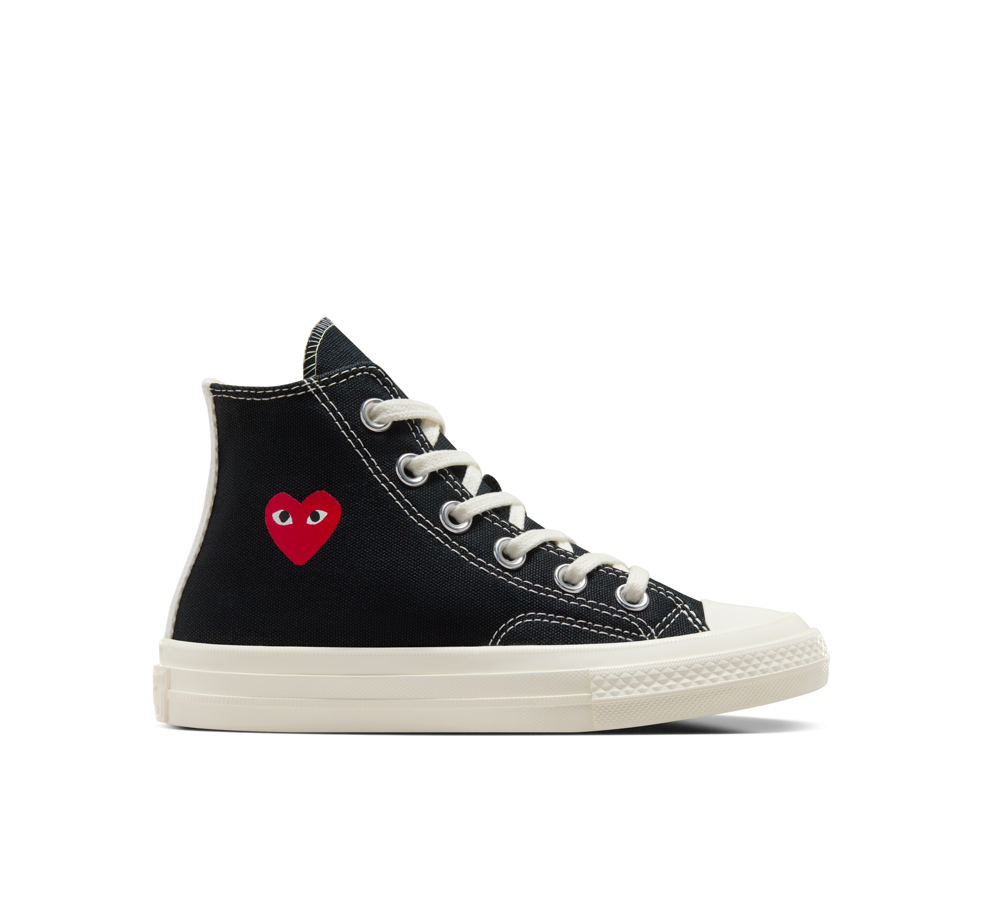 Converse Play Comme Des Garçons Single Heart Chuck 70 Scarpa High Top, Cotone da Bambini in Nero, Taglia 27