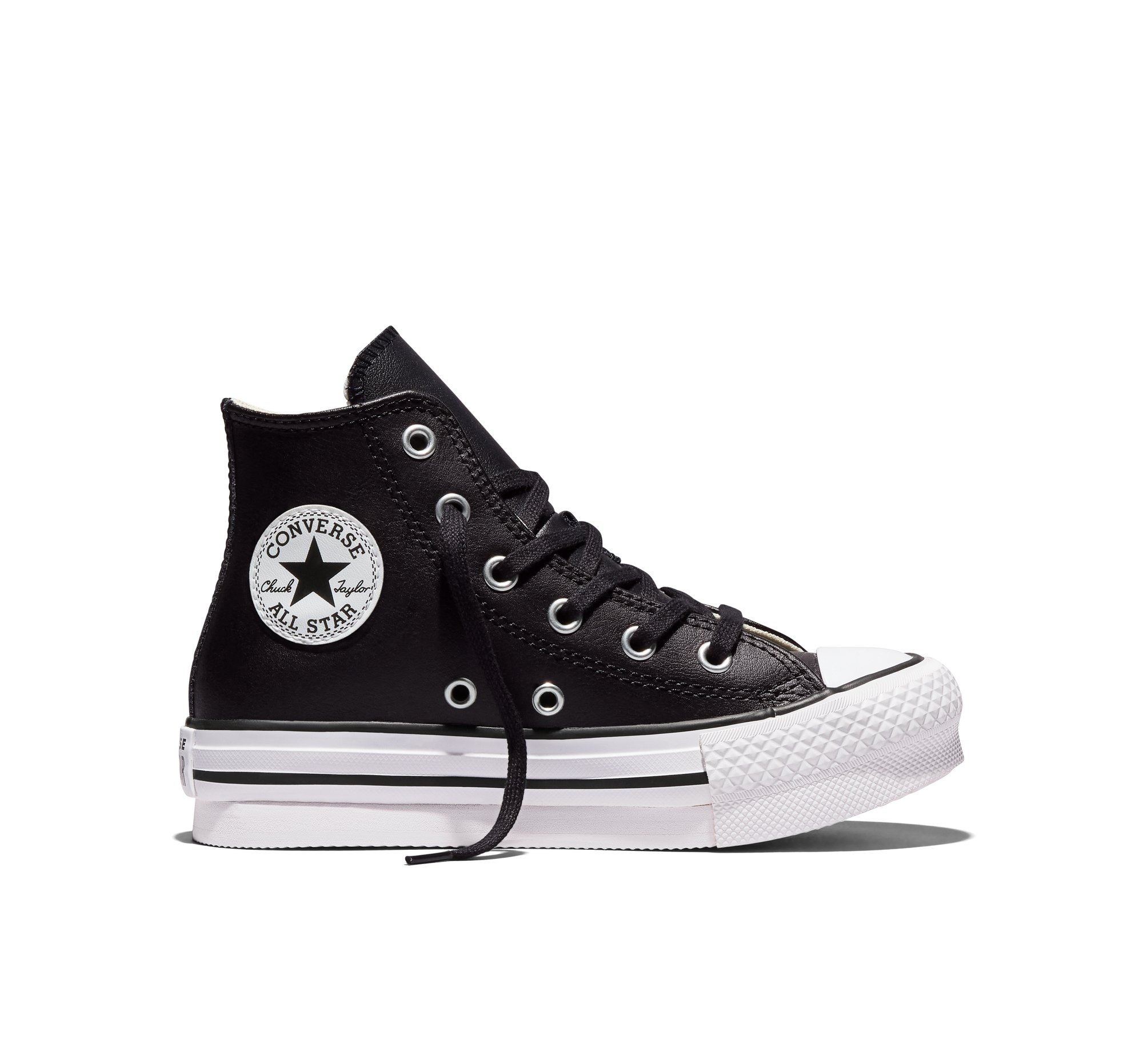 Converse Chuck Taylor All Star Lift Platform Leather Scarpa High Top, Pelle da Bambini in Nero, Taglia 27