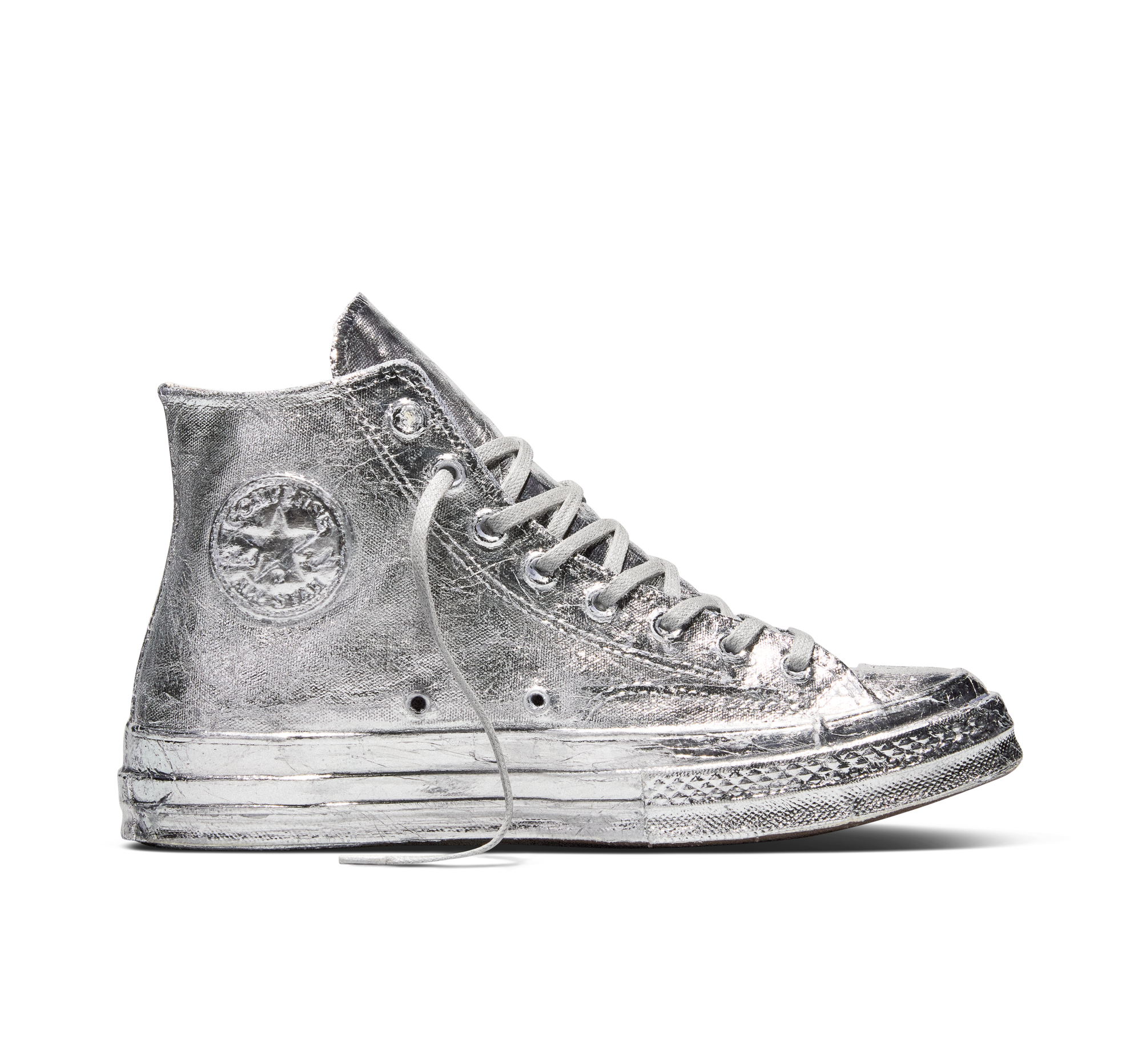 Converse Chuck 70 Limited Edition Silver Foil High-Top Shoe Canvas In Silver, Size 10 - A18972C