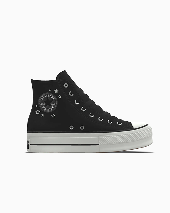 Converse Custom Chuck Taylor All Star Lift Platform By You in Black Stars