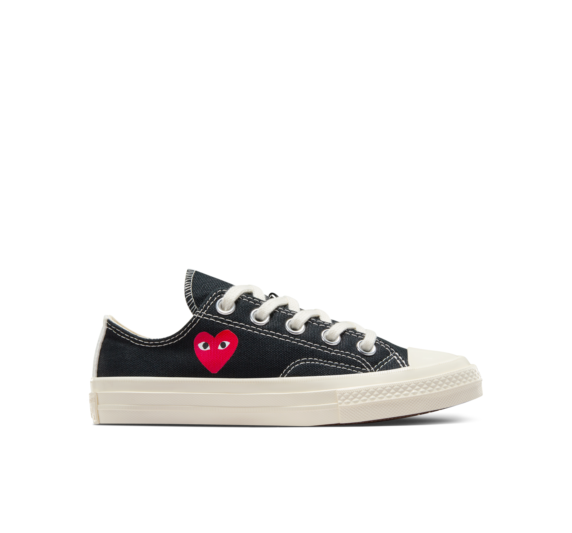 Converse Play Comme Des Garçons Single Heart Chuck 70 Scarpa Low Top, Cotone da Bambini in Nero, Taglia 35