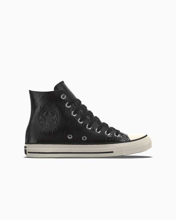 Converse Custom Chuck Taylor All Star Leather By You Scarpa High Top in Nero, Taglia One Size