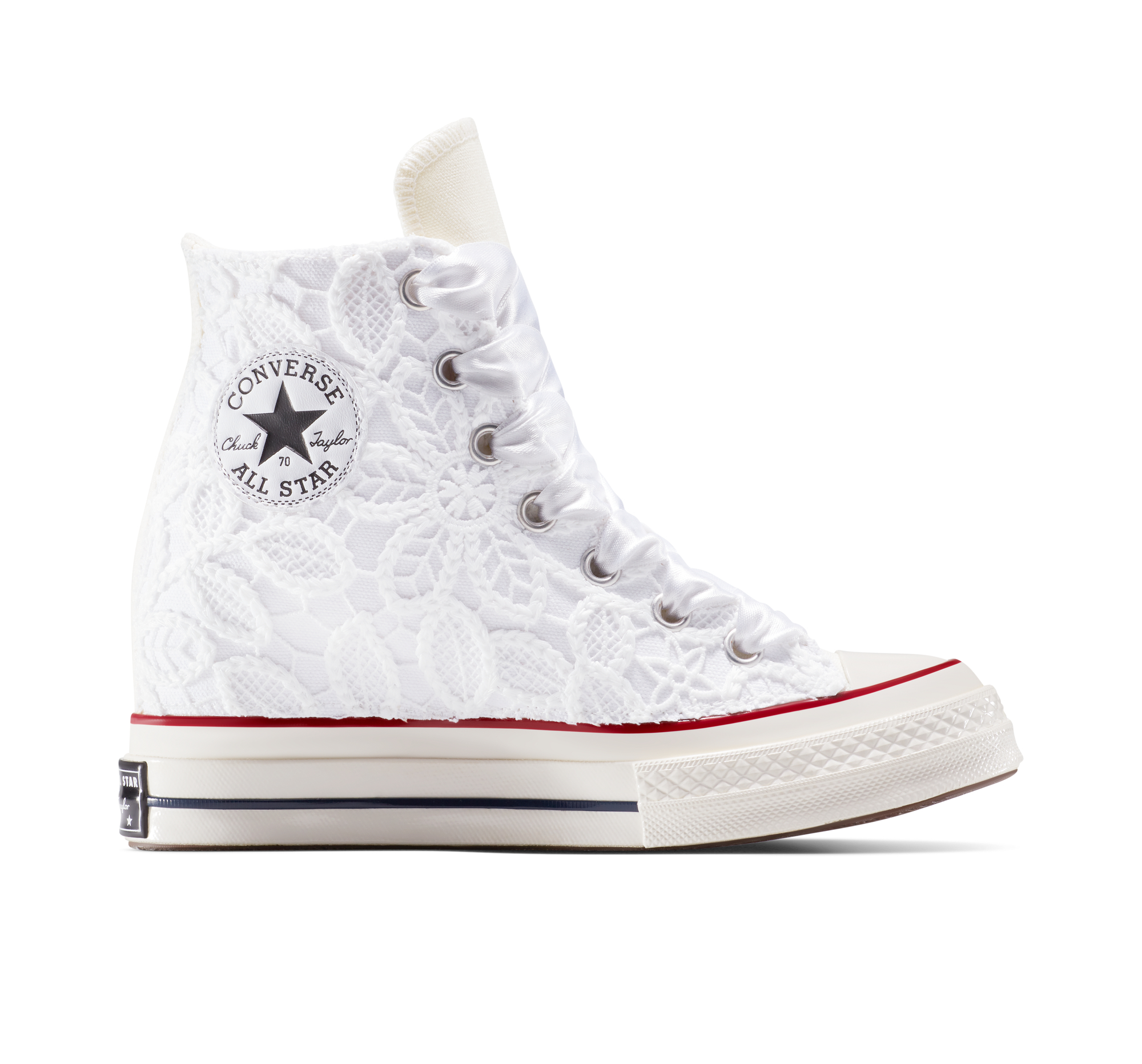 Converse Chuck 70 Wedge Platform Romantic Lace Scarpa High Top, Cotone da Donna in Bianco