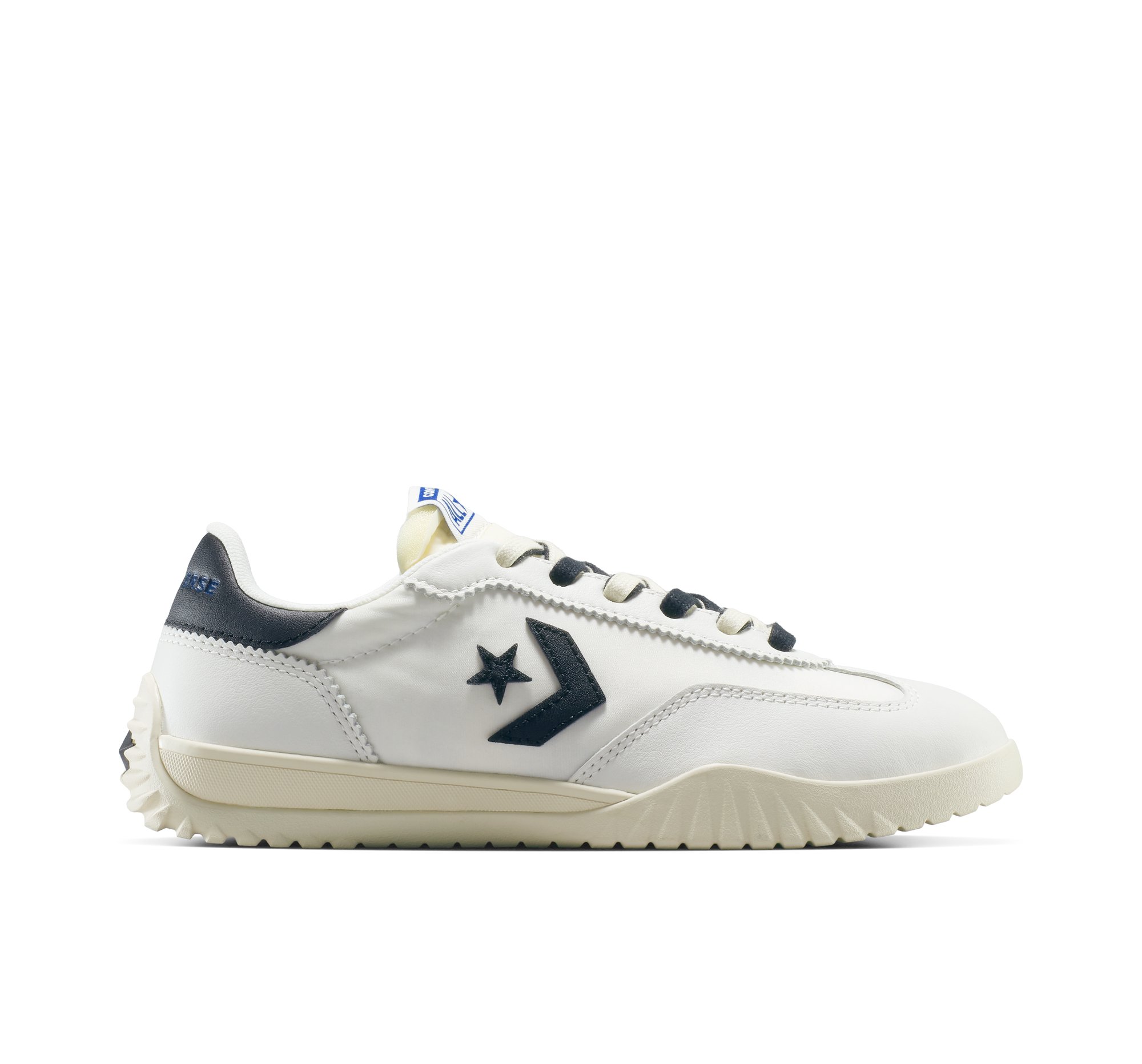 Converse Run Star Trainer Nylon & Leather Scarpa Low Top, Pelle in Bianco