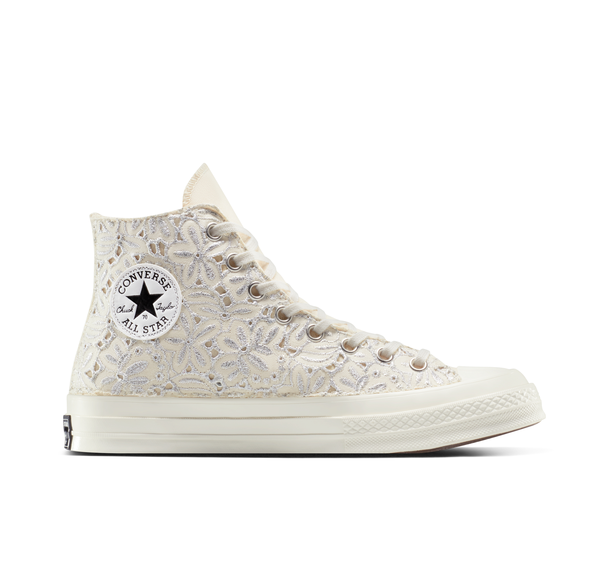 Converse Chuck 70 Romantic Lace Scarpa High Top, Cotone in Argento