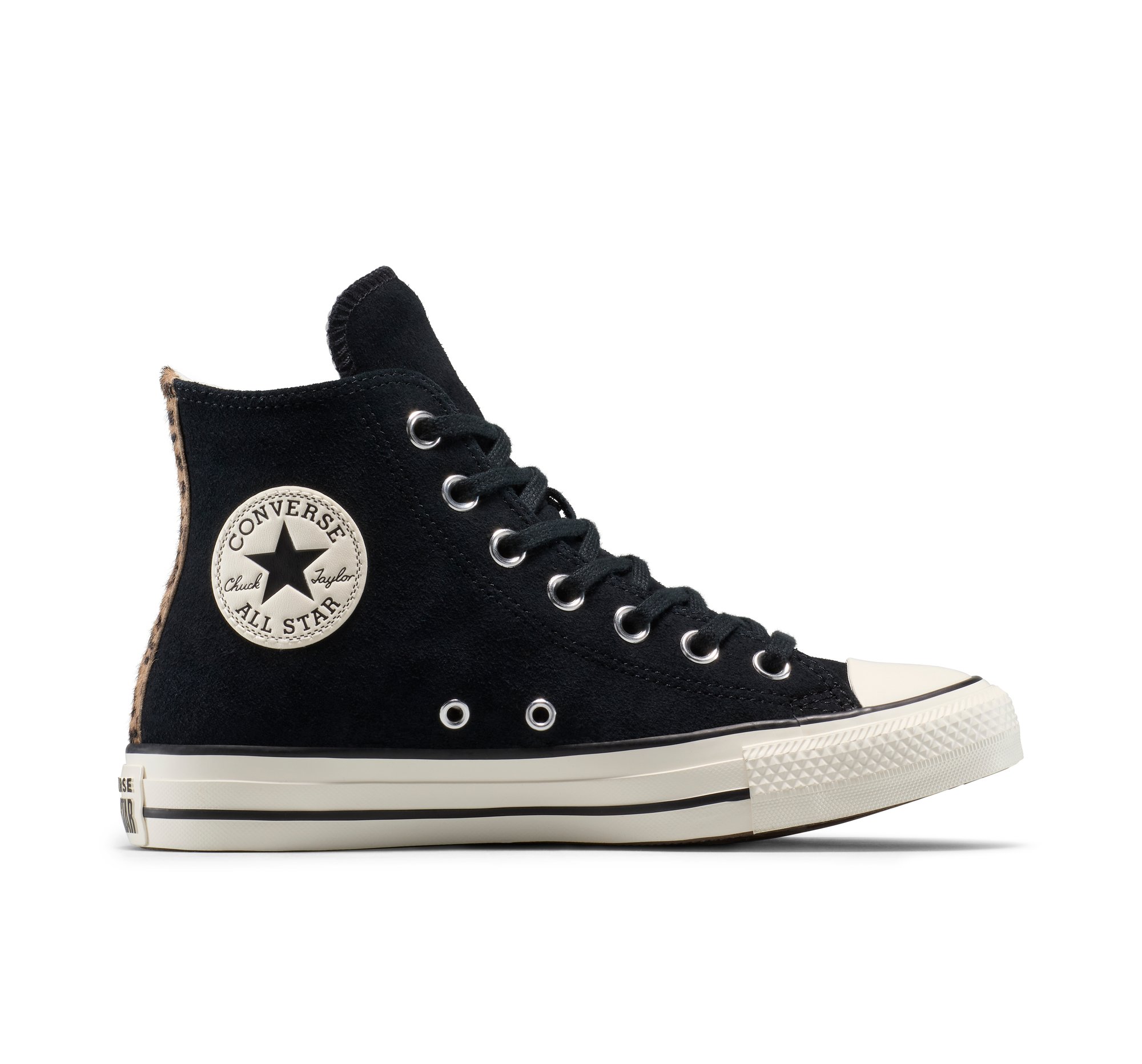Converse Chuck Taylor All Star Leopard Suede High-Top Shoe For Women In Black, Size 10 - A19275C