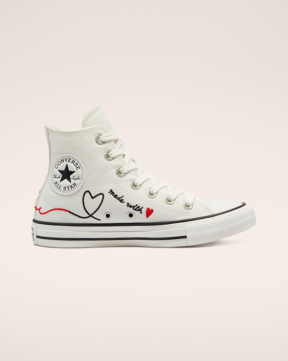 black high top converse with heart