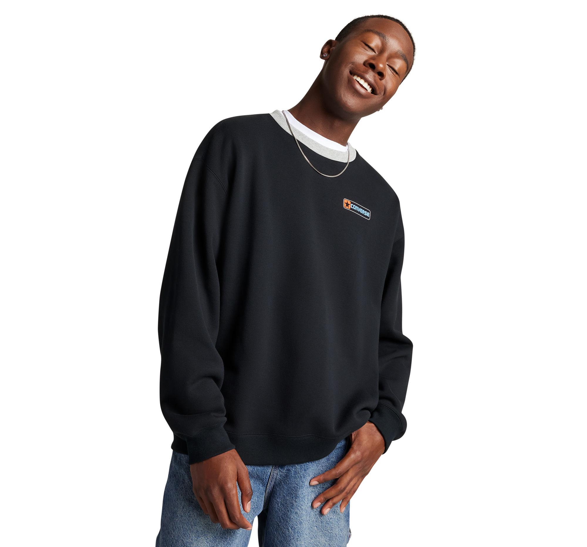 Loose-Fit Ringer Crew Neck Men's Sweatshirt. Converse.com