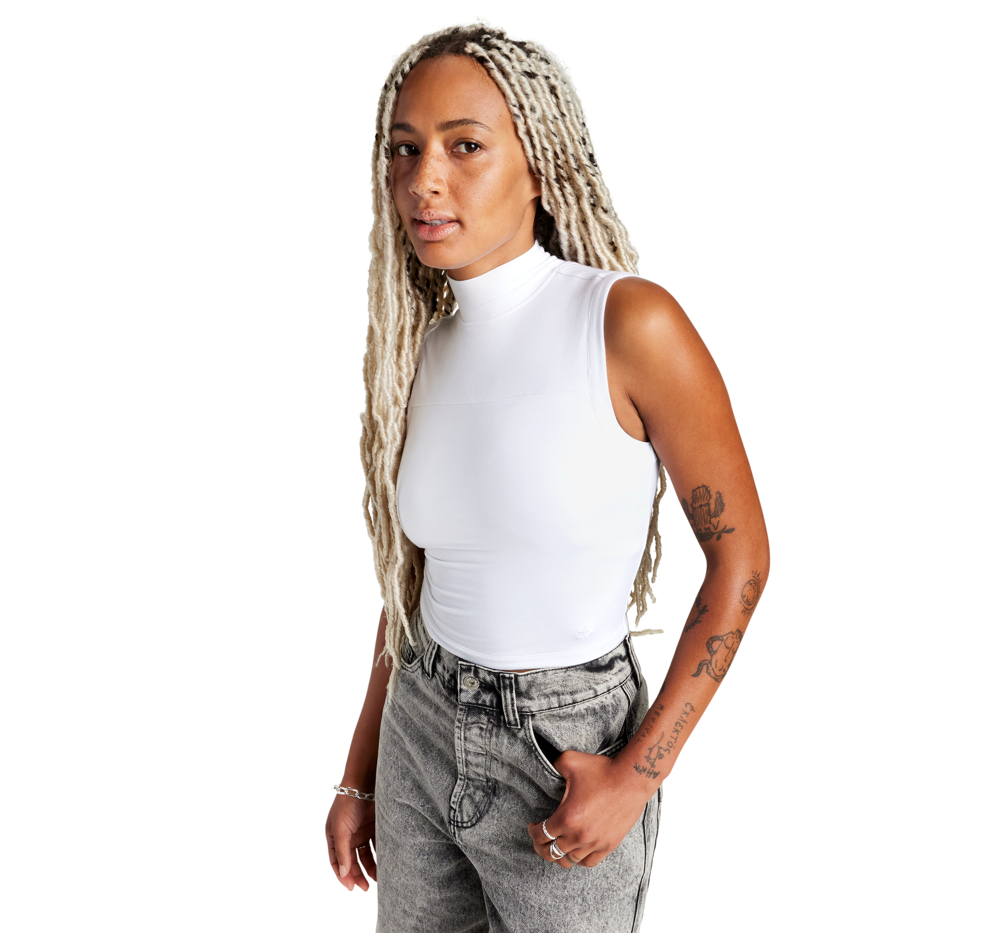 Sleeveless Mock Neck Top